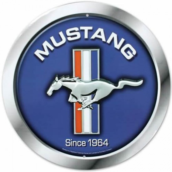 GE 12'' Round Tin Sign Mustang Since 1964